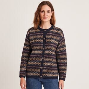 Vintage Croft & Barrow Fair Isle Wool Cardigan Sweater